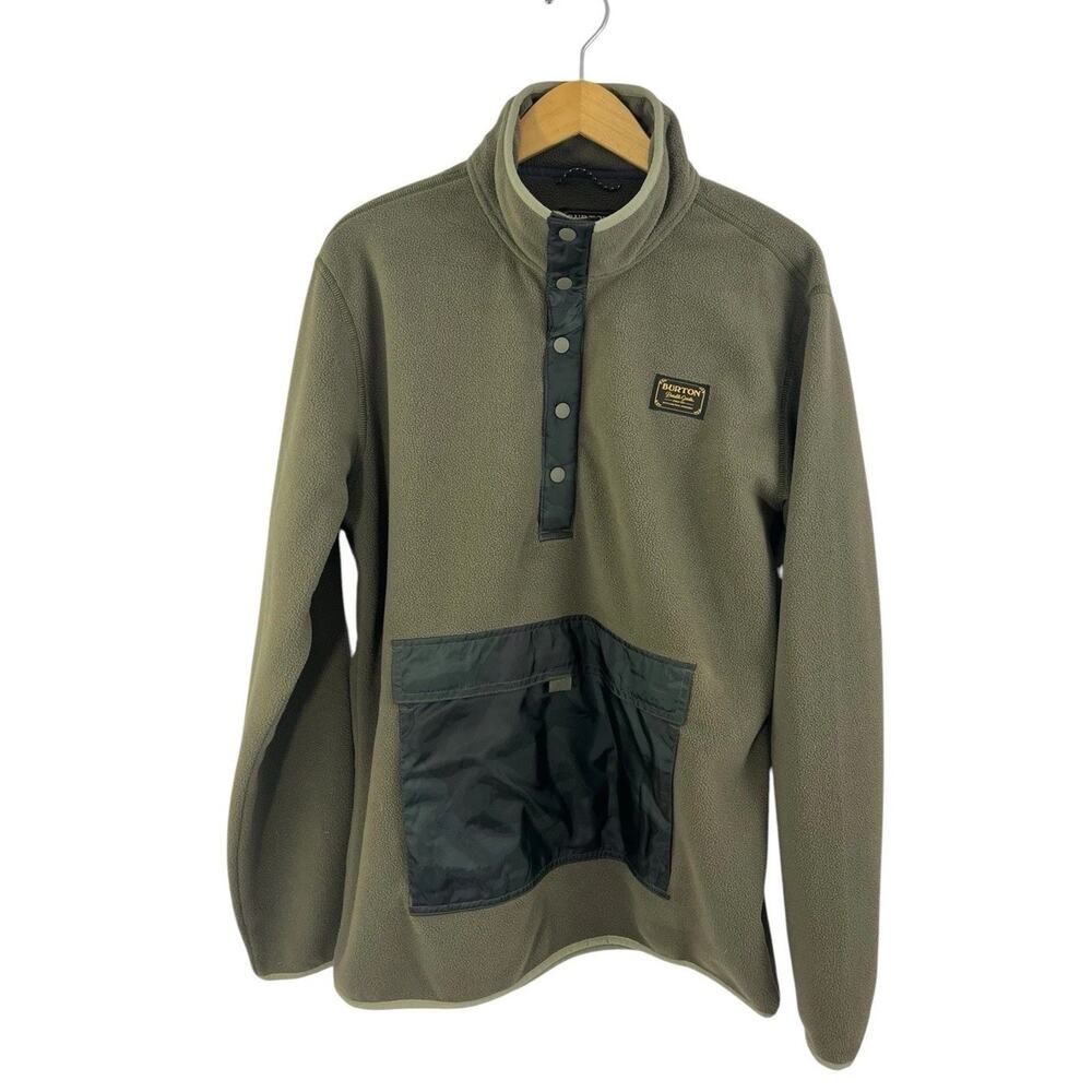 Burton Hearth Fleece Pullover Men’s Medium Green Camouflage Gorpcore Jacket Hike - Picture 5 of 8